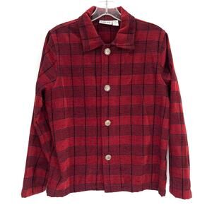 Chico’s Design plaid chenille southwestern button front shirt